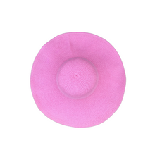 Load image into Gallery viewer, Large Women Straw Hat - Wide Brimmed - Fuschia, Pink & White Color
