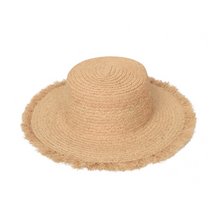 Load image into Gallery viewer, Handmade Straw Hat Natural - Frayed Wide-Brimmed