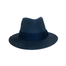 Load image into Gallery viewer, Panama Straw Hat - Blue Color with blue hatband