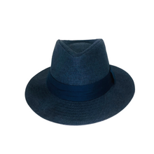 Load image into Gallery viewer, Panama Straw Hat - Blue Color with blue hatband