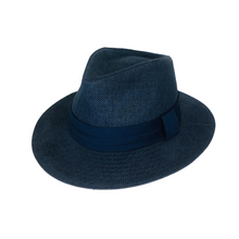 Load image into Gallery viewer, Panama Straw Hat - Blue Color with blue hatband