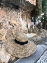 Load image into Gallery viewer, Handmade Straw Hat Wide Brimmed with Black Ribbon