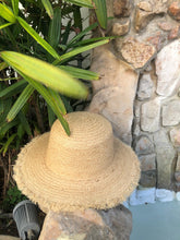 Load image into Gallery viewer, Handmade Straw Hat Natural - Frayed Wide-Brimmed