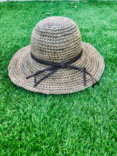 Load image into Gallery viewer, Handmade Straw Hat - Brown Leather Ribbon