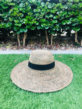 Load image into Gallery viewer, Handmade Straw Hat Wide Brimmed with Black Ribbon